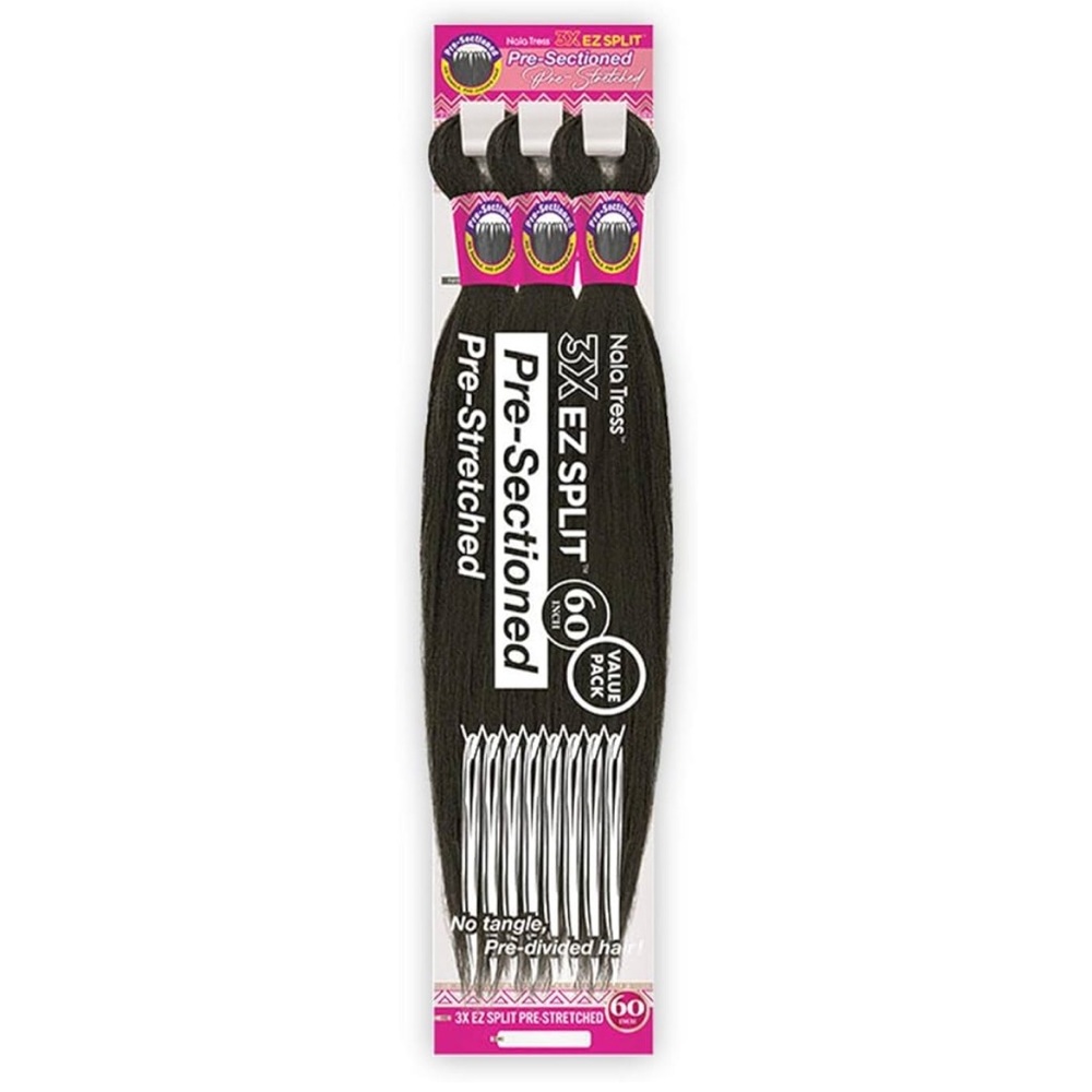 Nala tress Solid black  and solid bowling Pre-Stretched braiding hair